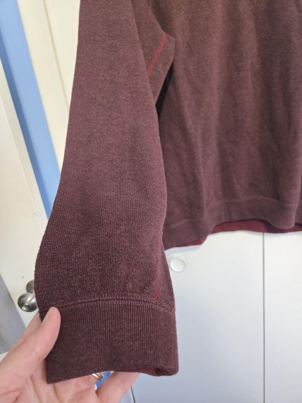 Tommy Bahama Mens Medium Burgundy Quarter Zip Pullover Sweater Cotton - Picture 5 of 7
